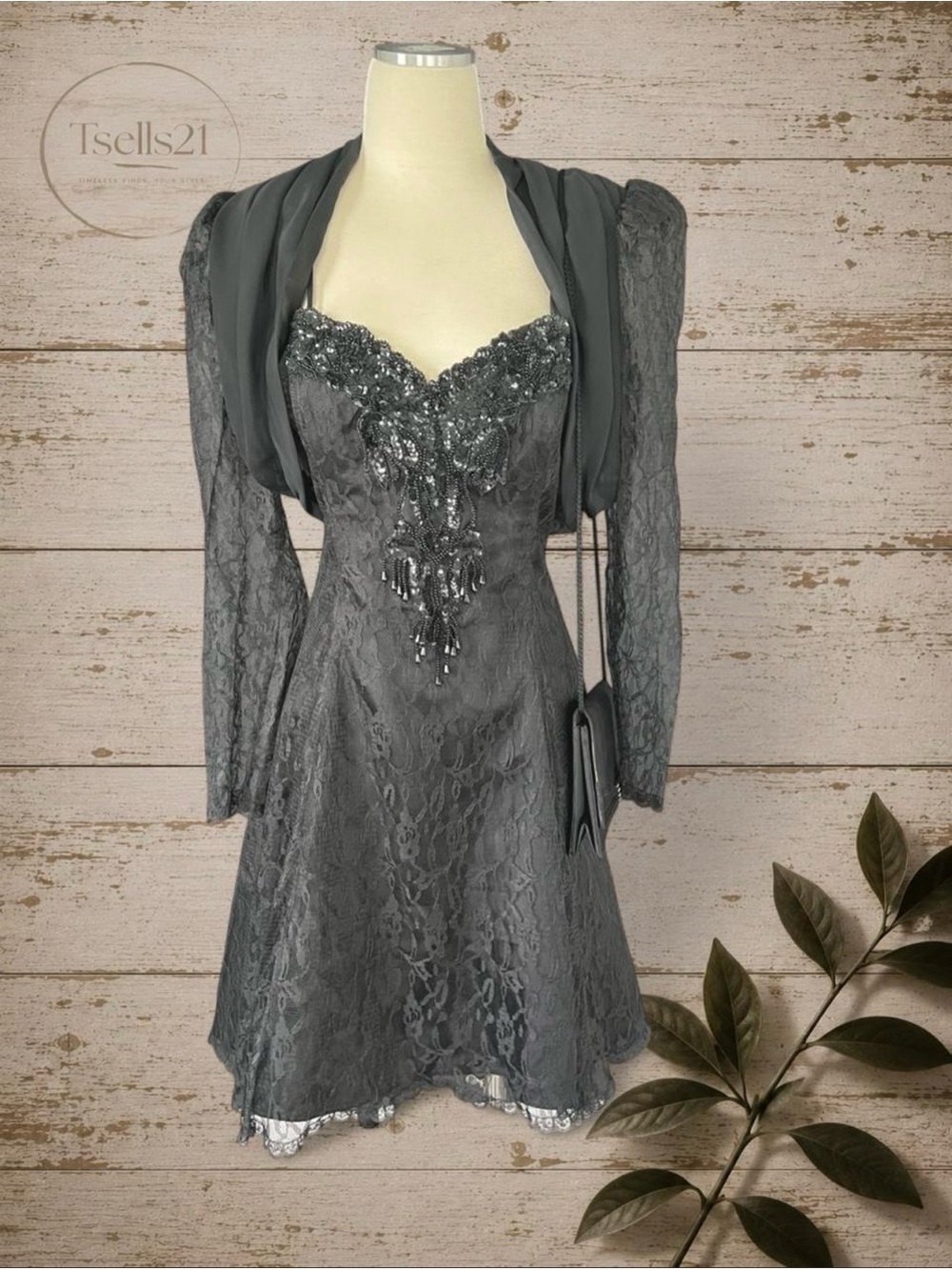 Steppin' Out Black Lace Dress Set & Carolyne Barton Purse 3 PC Whimsigoth Look
